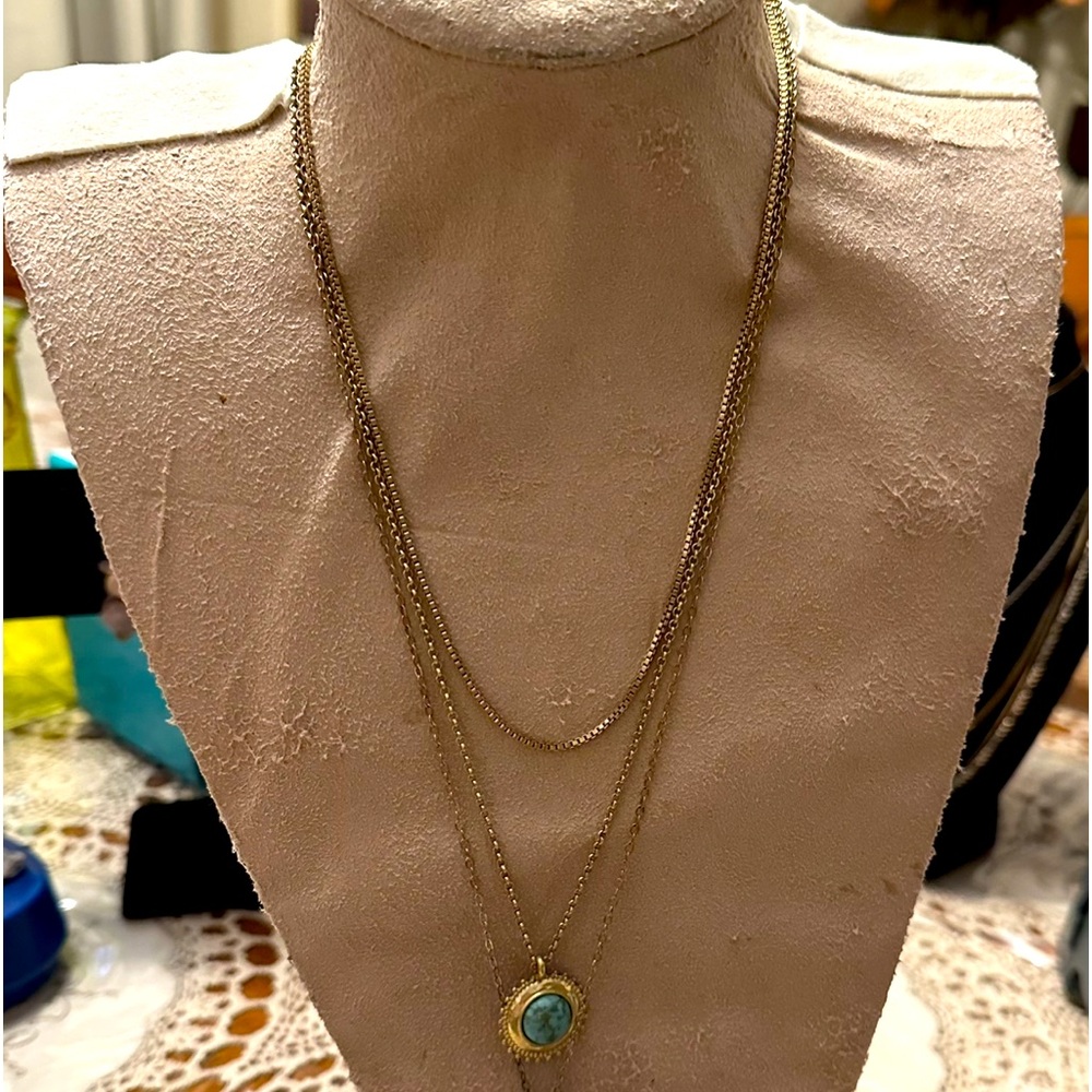 Guess faux gold necklaces with center faux turquoise stone. NWOT